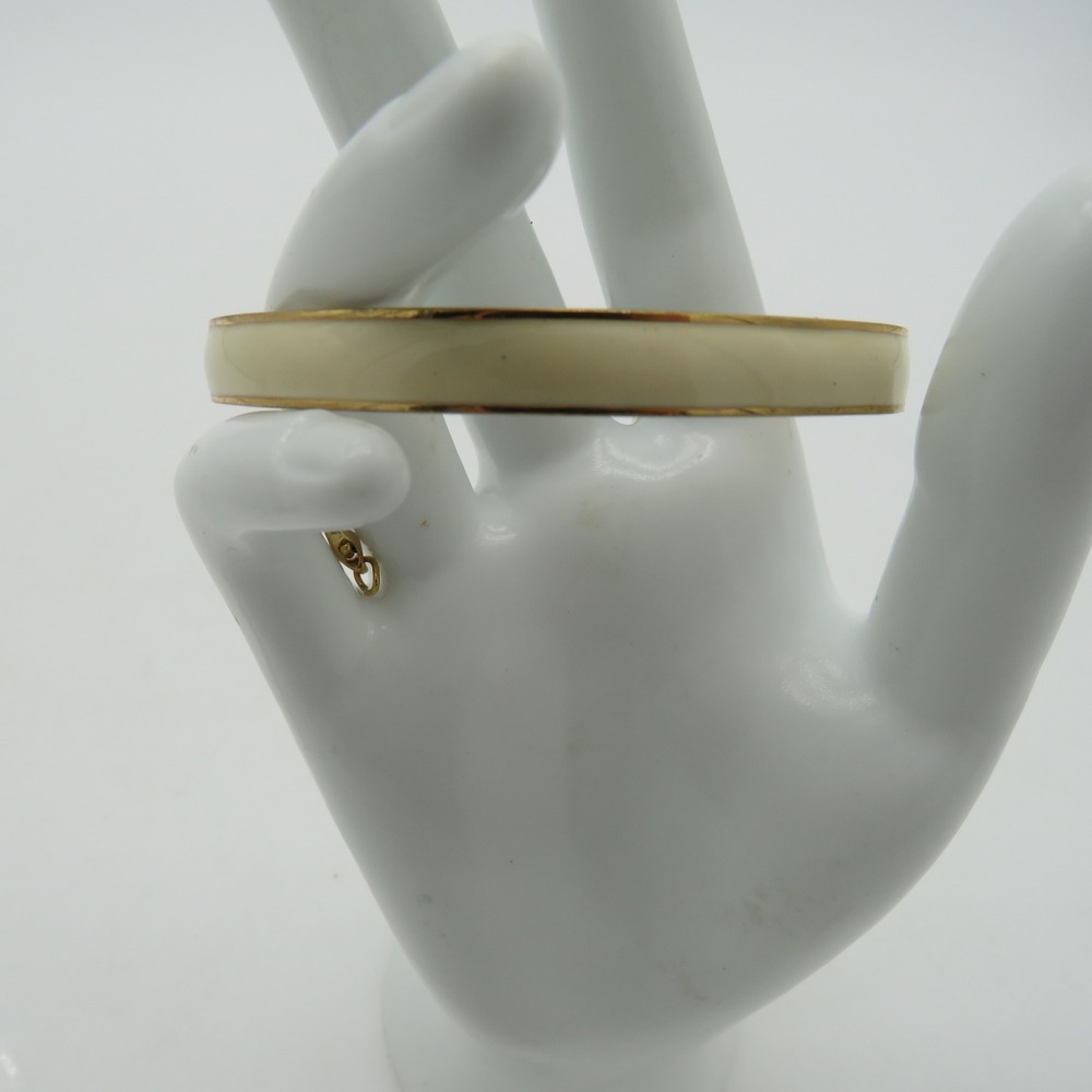 J.Crew Enamel Bangle Bracelet Gold Tone Cream Ivory Classic Minimalist Accessory